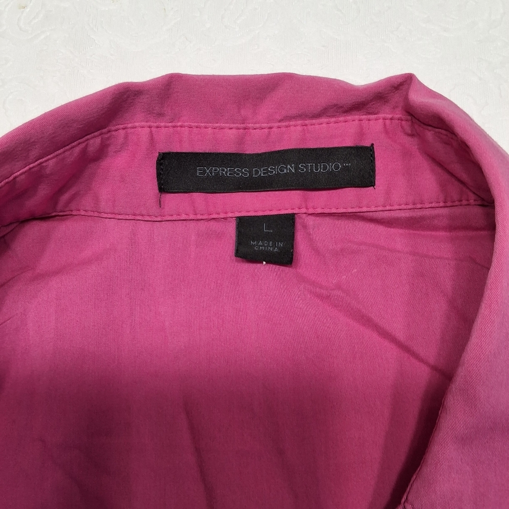 Express Design Studio Top Pink Wrap Shirt Blouse Size L . - Picture 8 of 9